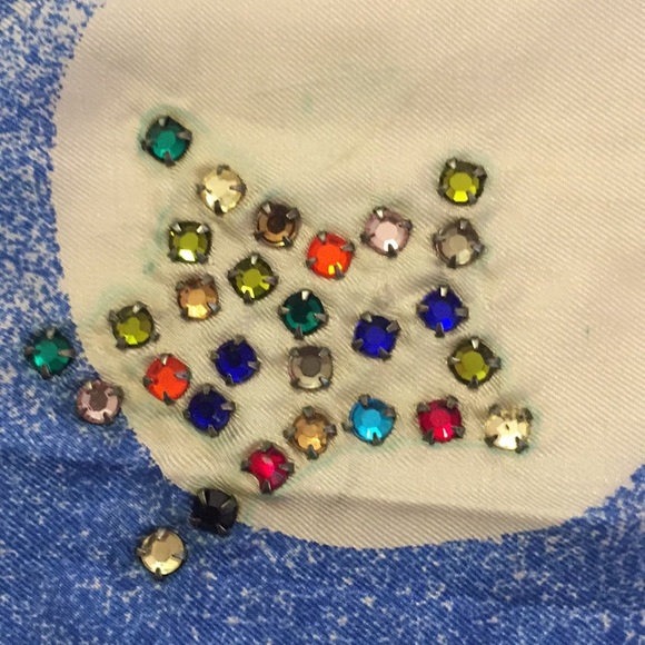 Vintage 80s Silk Scarf  Embellishment gems​ - Picture 7 of 7